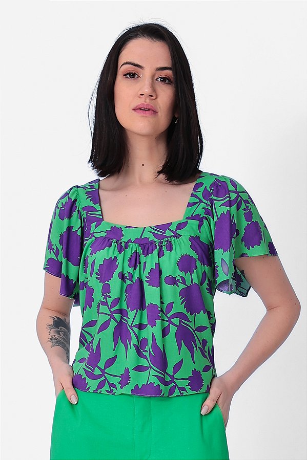 BLUSA MANGA CURTA VISCOSE NATALY VERDE