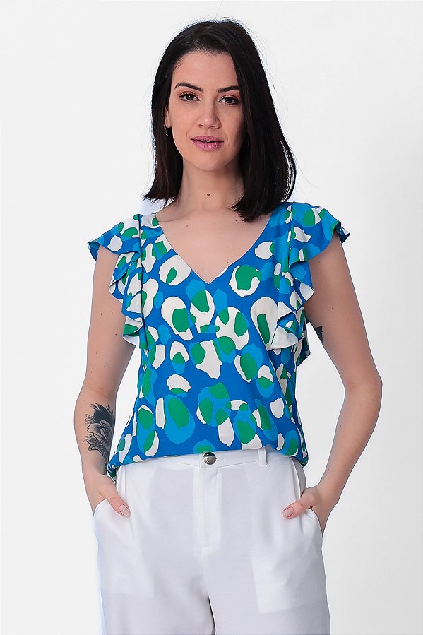 BLUSA POÁ ABSTRATO COLORIDO