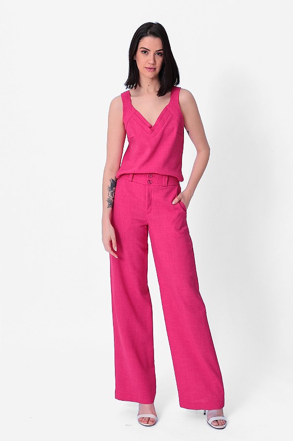 CALÇA RETA CREPE PINK LÍDIA