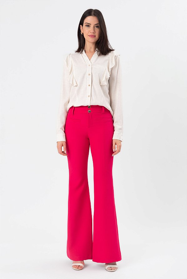 CALÇA FLARE CREPE PINK BELLA
