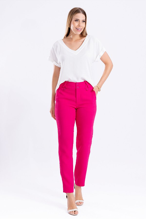CALÇA SKINNY CREPE LIDIA PINK