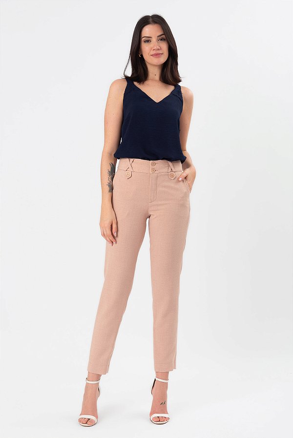 CALÇA SKINNY CREPE LIDIA AREIA