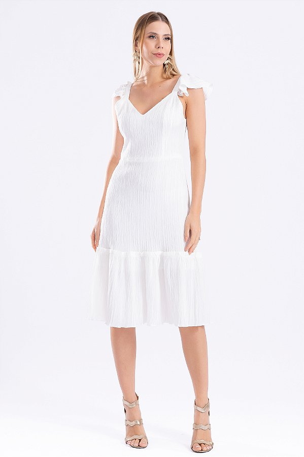 VESTIDO CREPE OFF WHITE DANY
