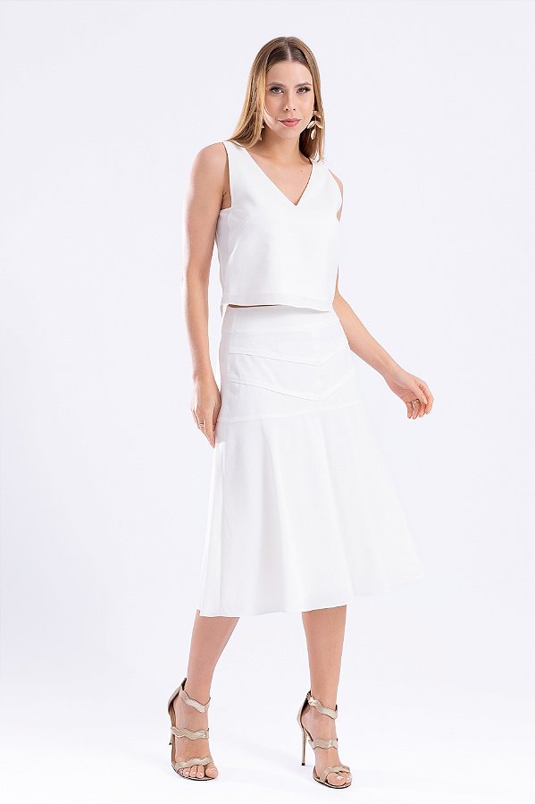 SAIA MIDI VISCOSE OFF WHITE NEW PALOMA