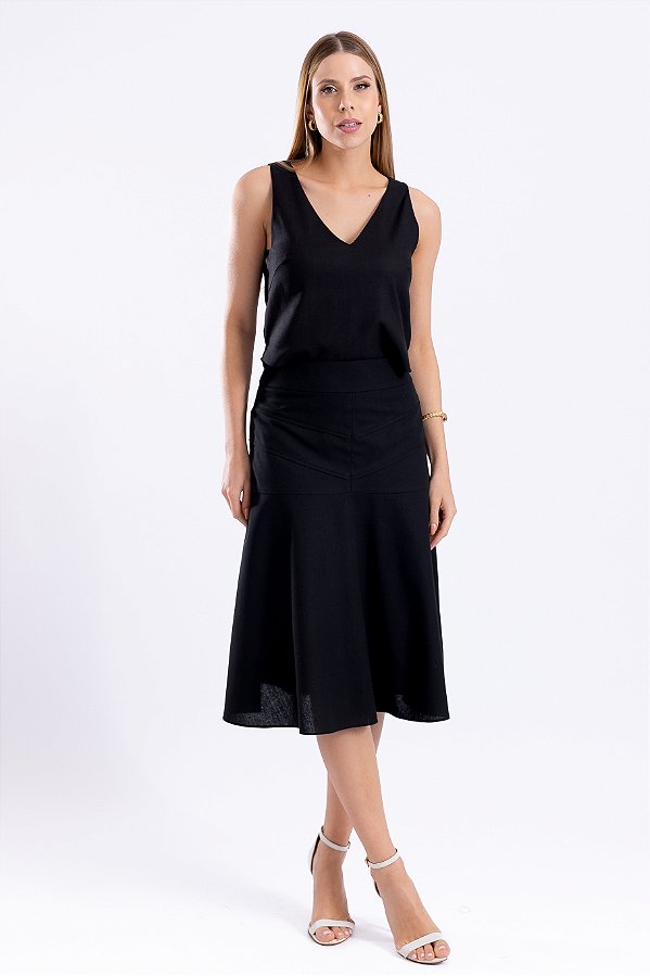 SAIA MIDI VISCOSE PRETO NEW PALOMA