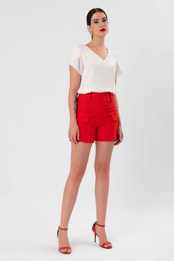 SHORT CREPE VERMELHO CYNTHIA