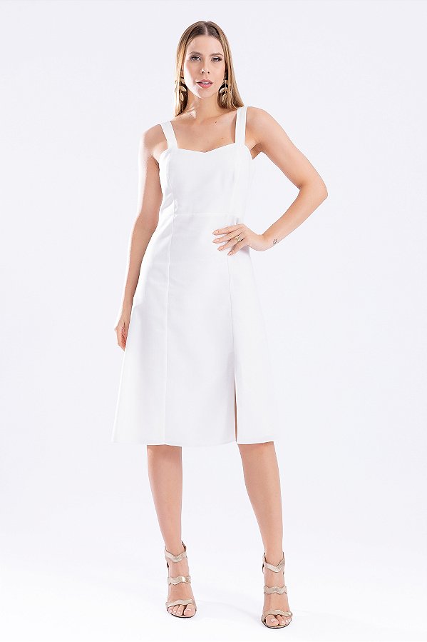 VESTIDO MIDI LINHO NEW PALOMA OFF WHITE