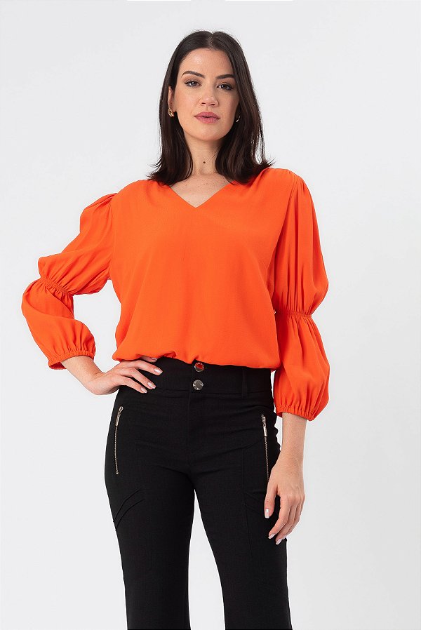BLUSA MANGA 3/4 VISCOSE LARANJA VERA