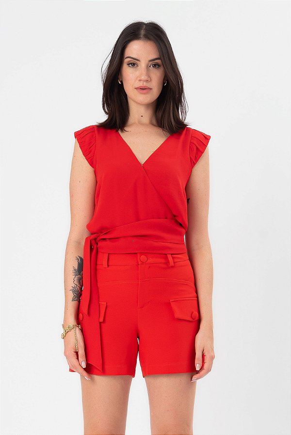 BLUSA TRANSPASSADA CREPE VERMELHO LIA