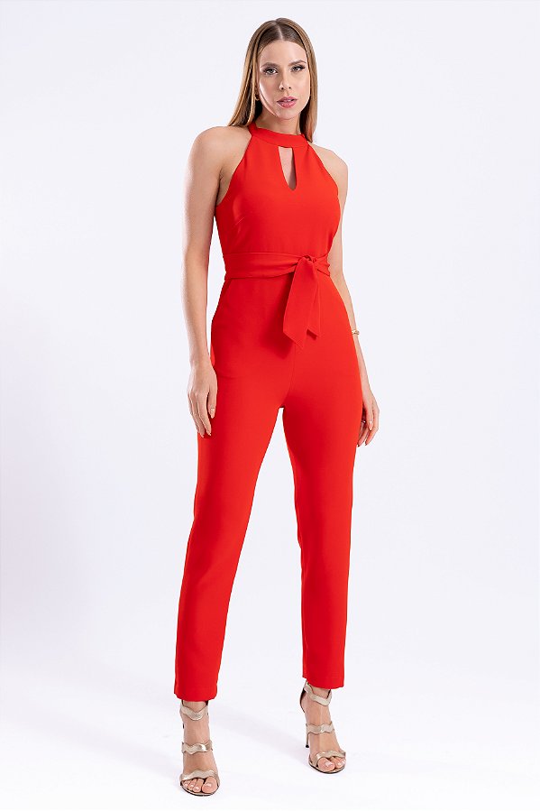 MACACÃO CREPE VERMELHO CYNTHIA