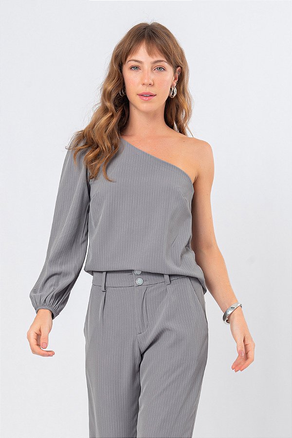 BLUSA CINZA STRIPE SLIM