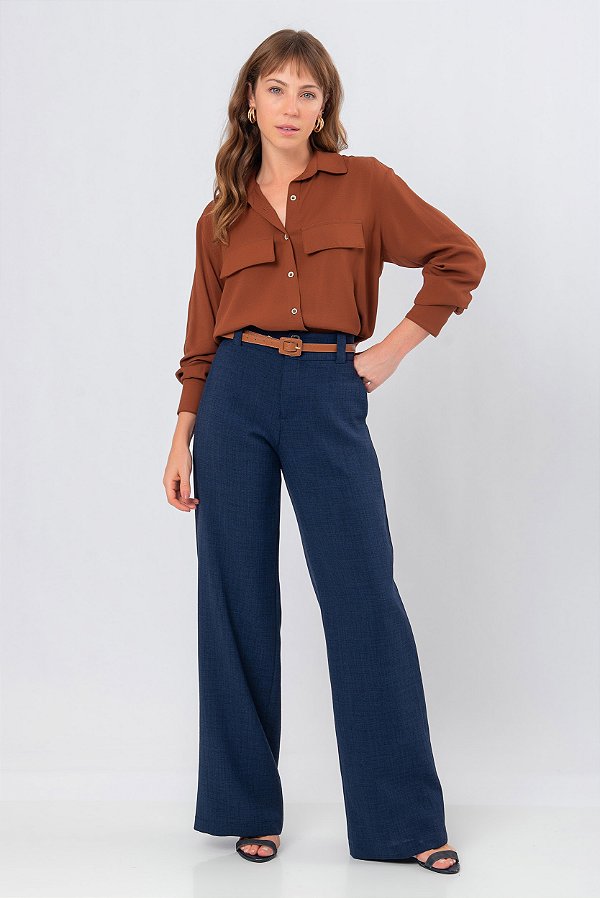 CALÇA RETA AZUL MARINHO BEATRIZ