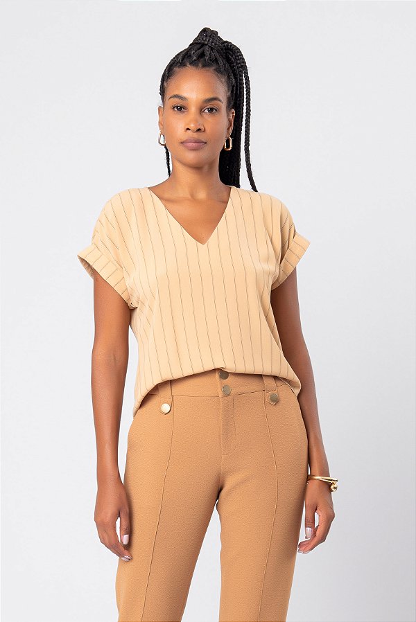 BLUSA BEGE STRIPE COLOR