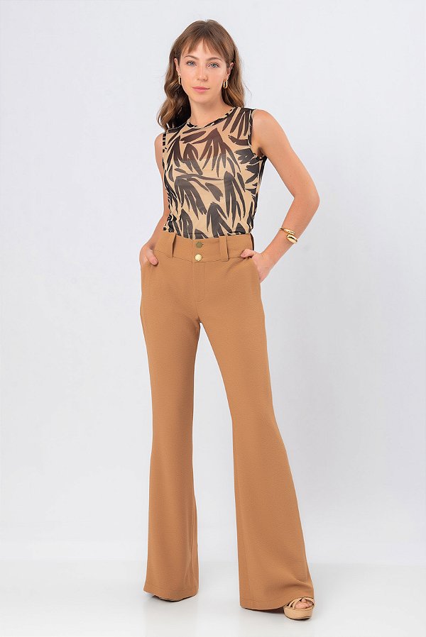 CALÇA FLARE CARAMELO NEW EMILY
