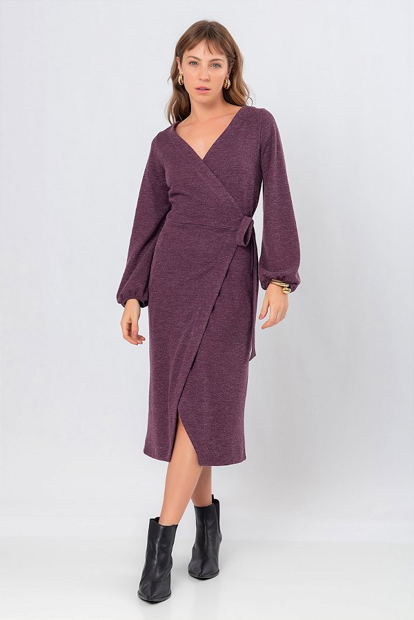 VESTIDO MANGA LONGA UVA WOOL TECH