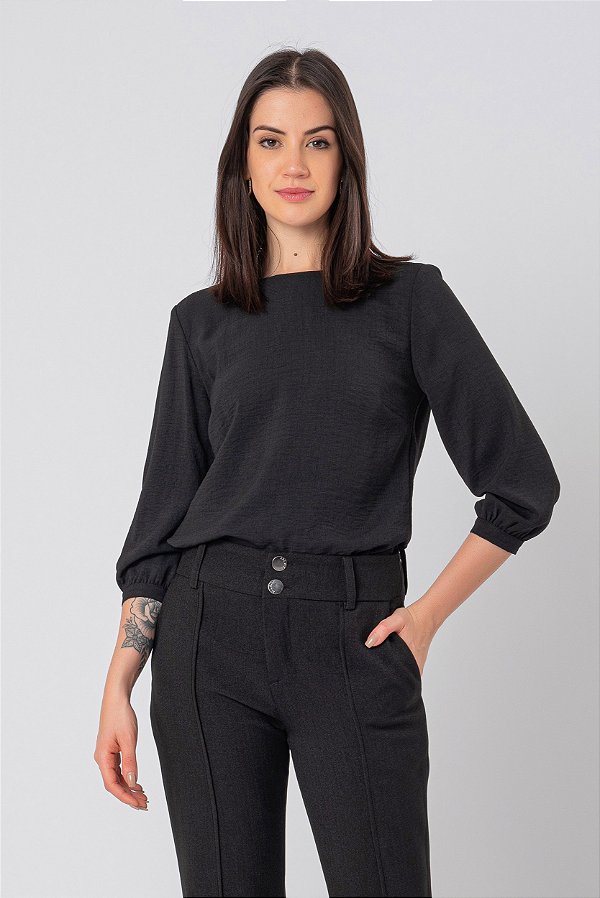 BLUSA PRETA MANGA 3/4 MAITÊ