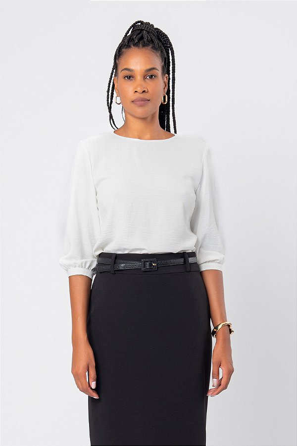 BLUSA OFF WHITE  MANGA 3/4 MAITÊ