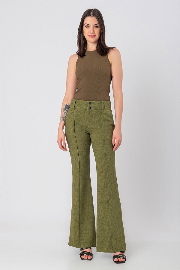 CALÇA FLARE VERDE MILITAR ANGELA