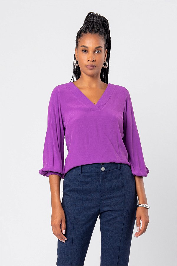 BLUSA MANGA ¾ ROXO VANESSA