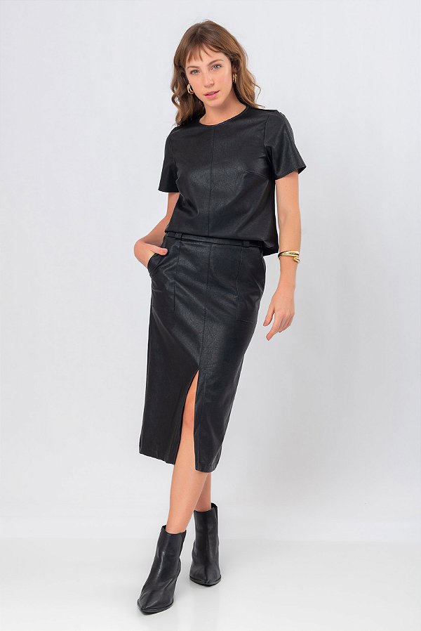 SAIA MIDI PRETA LÍVIA