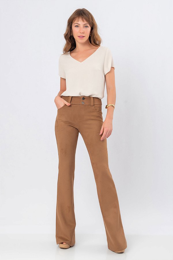 CALÇA FLARE SUEDE CARAMELO GABY