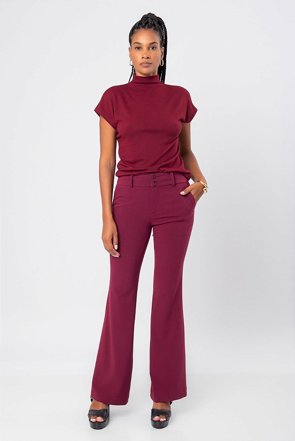 CALÇA FLARE BORDÔ LUCY