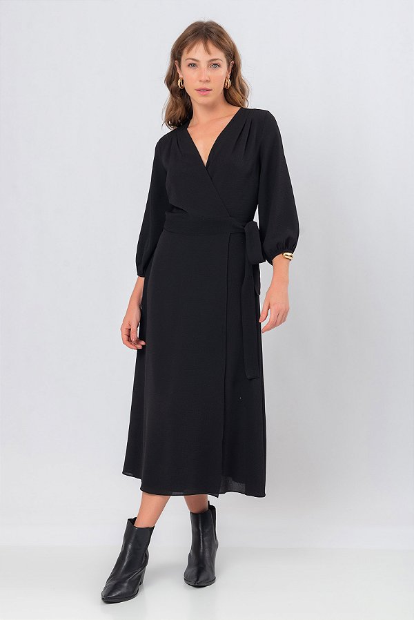 VESTIDO MIDI PRETO THELMA