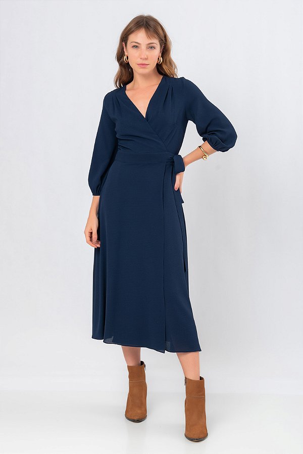 VESTIDO MIDI AZUL MARINHO THELMA