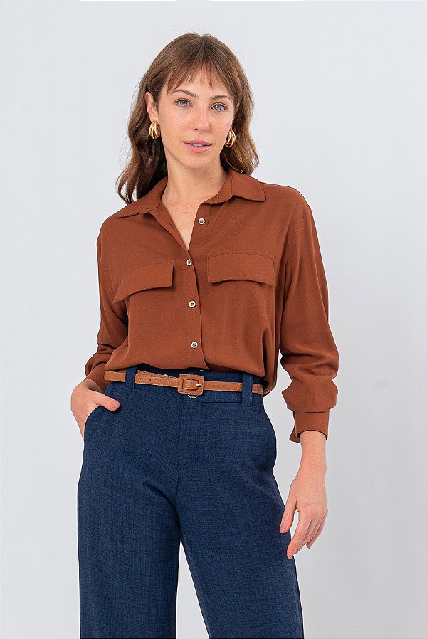 CAMISA VISCOSE MARROM LAÍS