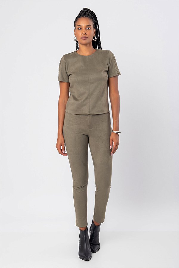 CALÇA SKINNY SUEDE MILITAR LUA