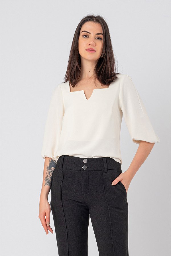 BLUSA MANGA 3/4 OFF WHITE LARA
