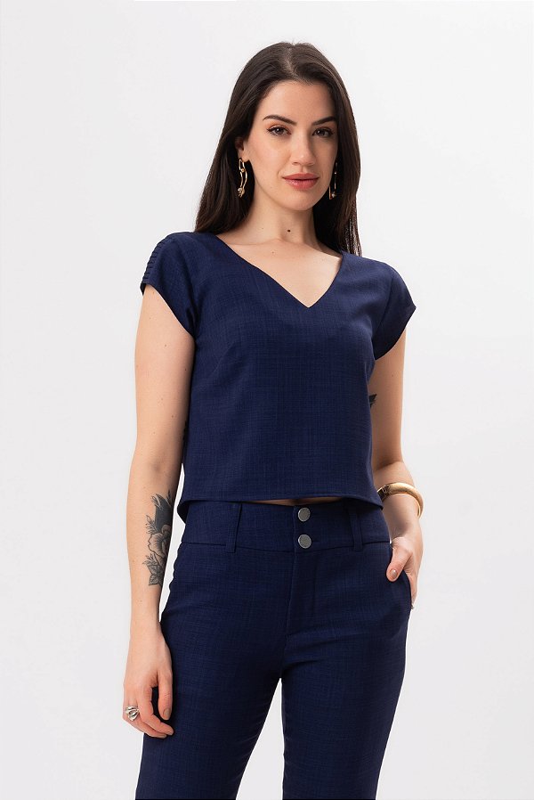 BLUSA CREPE AZUL MARINHO RAYSSA
