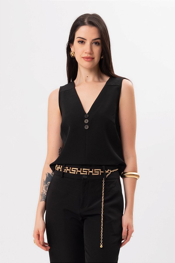 REGATA CREPE PRETO LAURA