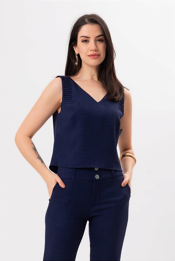 REGATA CREPE AZUL MARINHO RAYSSA