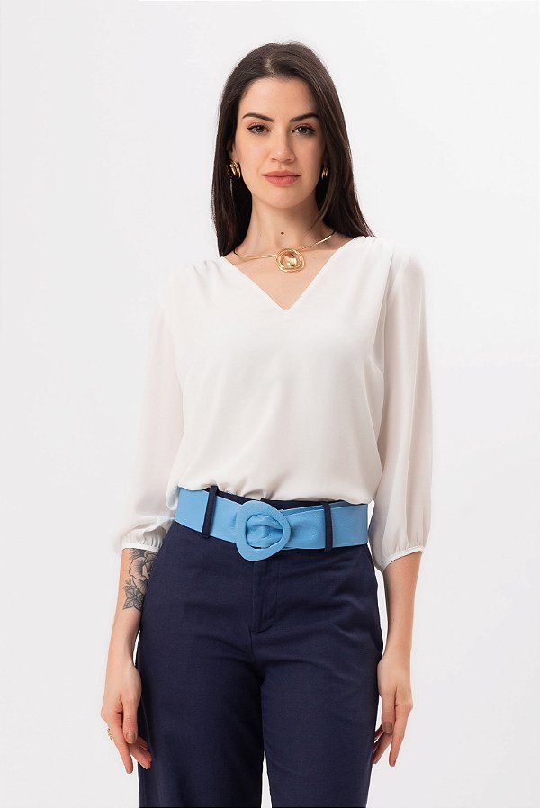 BLUSA CREPE OFF WHITE MIRELLA