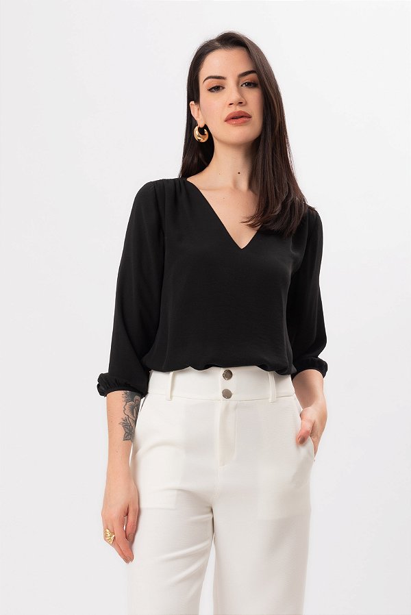 BLUSA CREPE PRETO MIRELLA