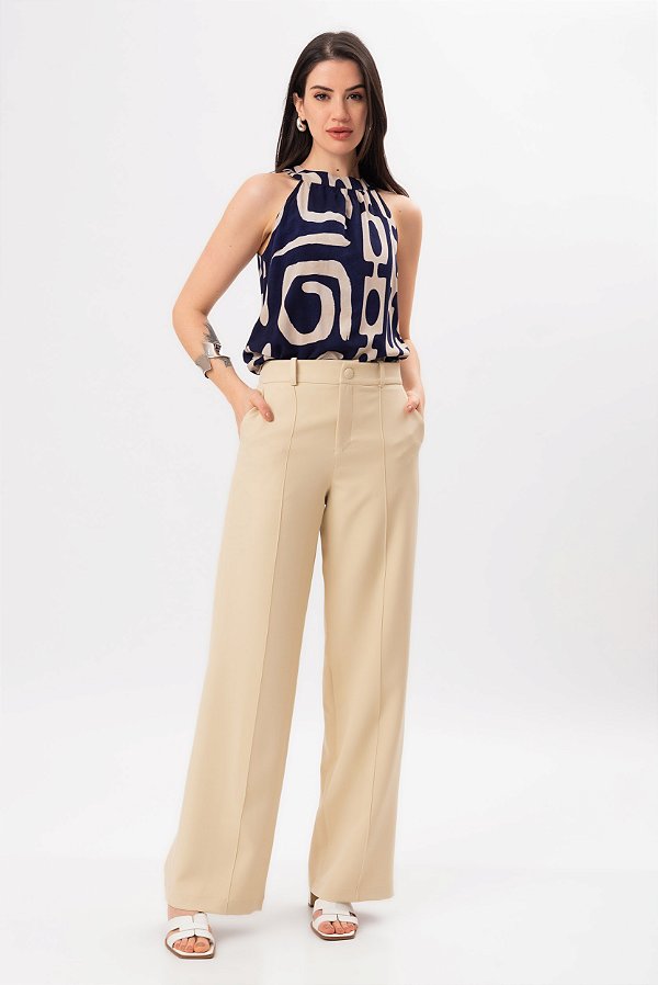 CALÇA CREPE BEGE GABRIELLY