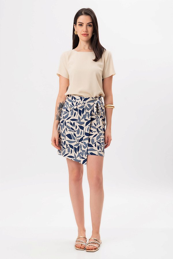 SAIA CURTA ESTAMPADA NATURAL BLUE