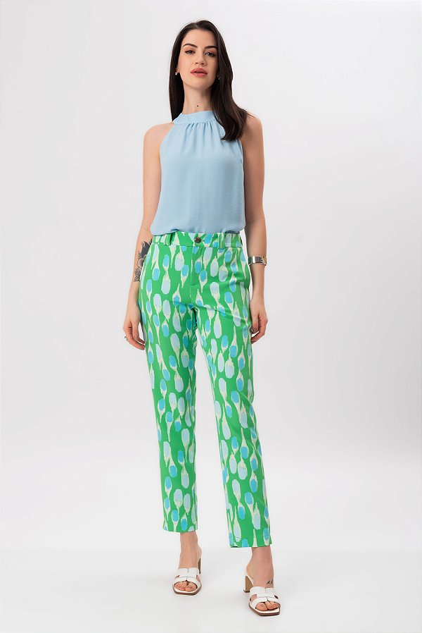 CALÇA CREPE VERDE NEW ABSTRACT