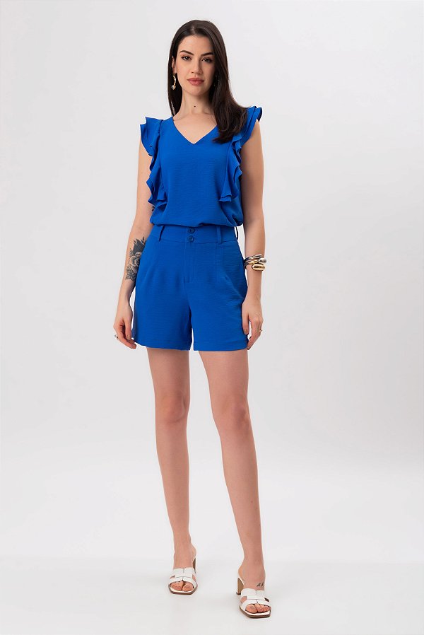SHORT CREPE AZUL IRIS