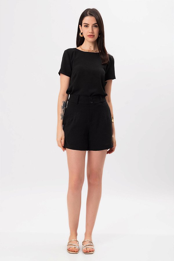 SHORT CREPE PRETO IRIS