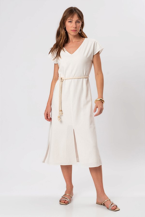 VESTIDO MIDI OFF WHITE LINHO WASHED SUSI