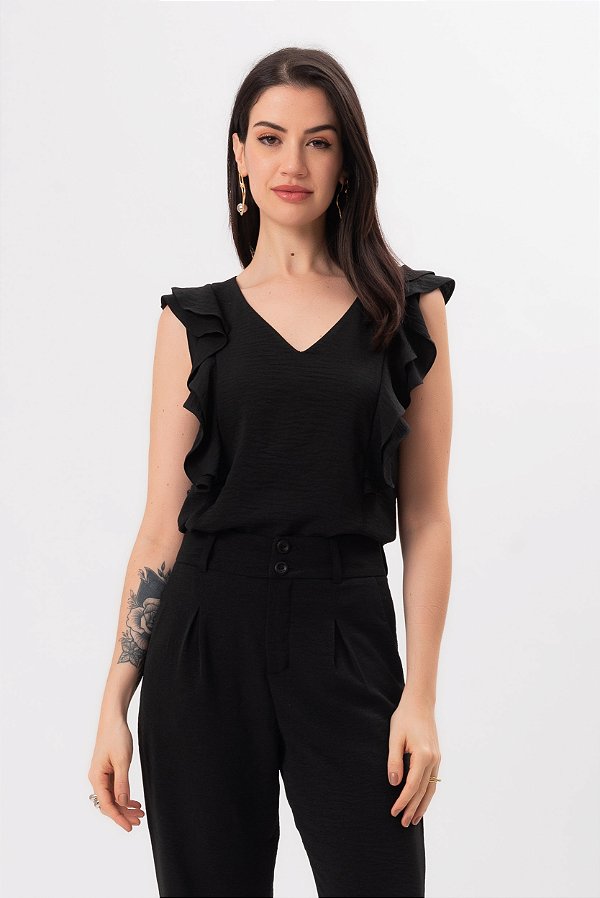 BLUSA CREPE PRETO IRIS