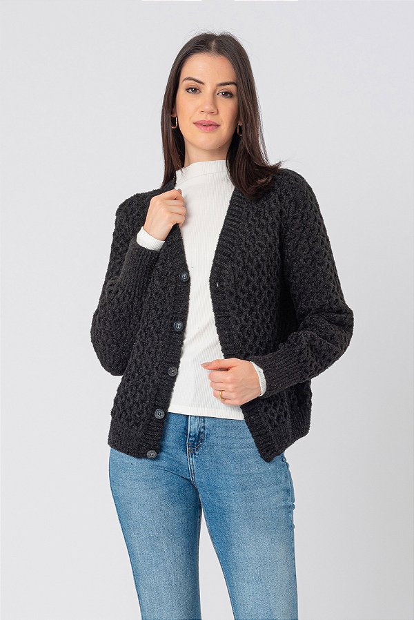 CASACO TRICOT PRETO DENISE