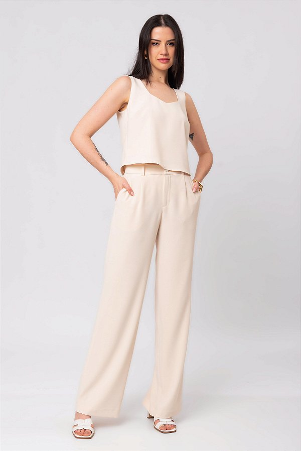 CALÇA CREPE ALFAIATARIA BUTTER YELLOW PATY