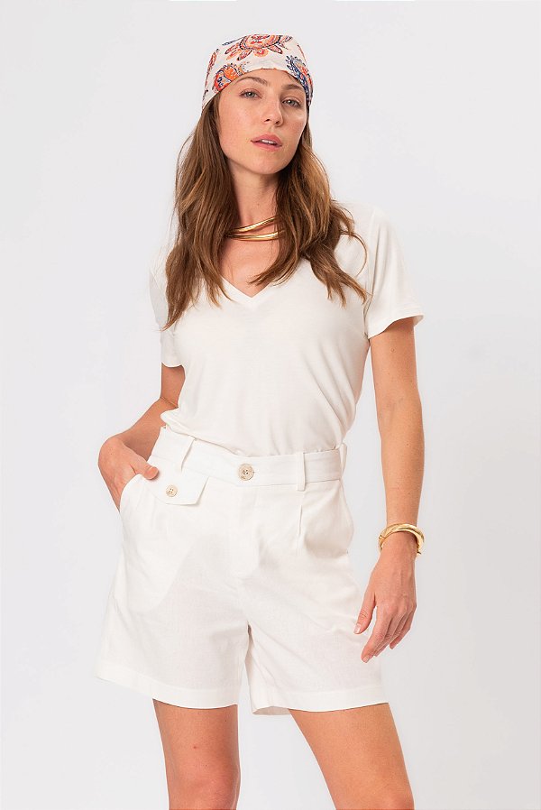 T-SHIRT DECOTE V OFF WHITE SOFIA ESSENTIAL