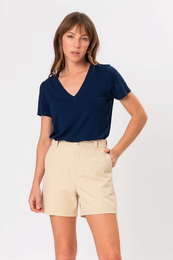 T-SHIRT DECOTE V AZUL MARINHO SOFIA ESSENTIAL