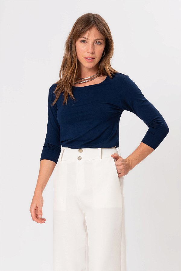 T-SHIRT MANGA 3/4 AZUL SOFIA ESSENTIAL