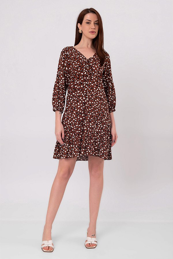 VESTIDO VISCOSE ESTAMPADO BROWN PRINT