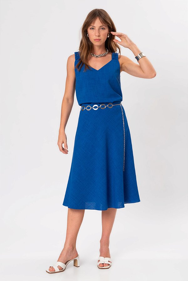 SAIA MIDI CREPE SUMMER BLUE MAYRA